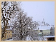 Blick zur Lutherkirche im Winter
